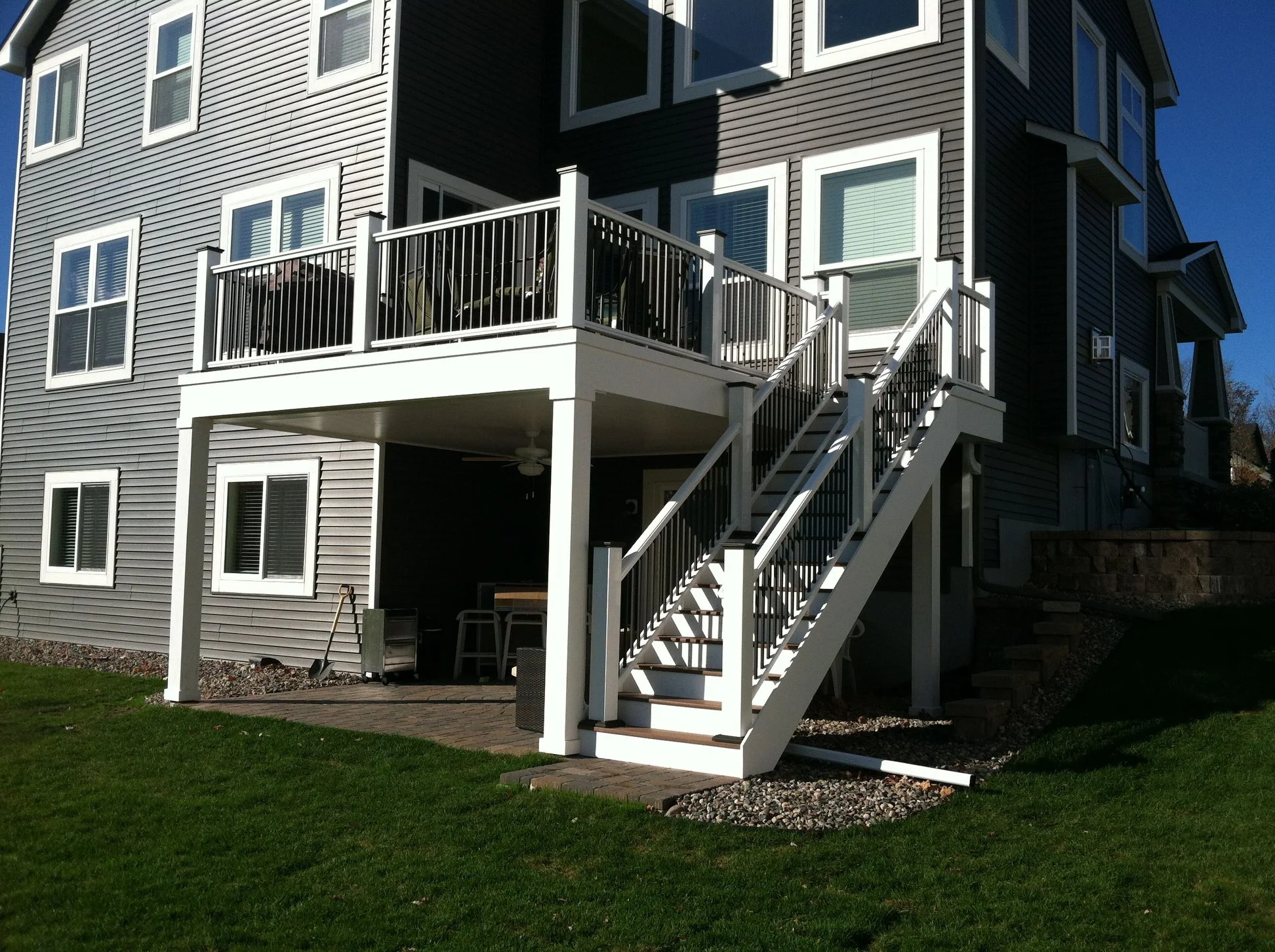 Custom deck built for a multi-story home in St. Paul